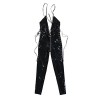 TOOGOO(R) Ladies Black Open Crotch Exposed Chest PVC Faux Leather Zipper Bodysuit Sexy Jumpsuit Clubwear Game Role Gothic Fetish Clothing