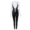 TOOGOO(R) Ladies Black Open Crotch Exposed Chest PVC Faux Leather Zipper Bodysuit Sexy Jumpsuit Clubwear Game Role Gothic Fetish Clothing