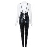 TOOGOO(R) Ladies Black Open Crotch Exposed Chest PVC Faux Leather Zipper Bodysuit Sexy Jumpsuit Clubwear Game Role Gothic Fetish Clothing