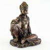 Top Collection H 7.25" W 6.5" Water & Moon Quan Yin in Royal Ease Pose Statue in Cold Cast Bronze - Goddess of Mercy Buddha Statue