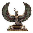 Top Collection Large 13.5-inch Tall 14-inch Wide Egyptian Winged Maat Goddess of Truth and Justice. Bronze Powder Mixed with Resin.