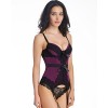 Topmelon Women's Bustier Corset Sexy Girdle Waist Cincher with Garter Belt,Purple XL