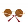 Tou che Luxury Metal Sunglasses Steampunk Vintage Retro Sunglass (Red color, 02)