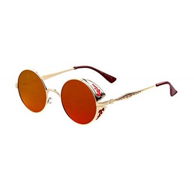 Tou che Luxury Metal Sunglasses Steampunk Vintage Retro Sunglass (Red color, 02)