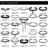 Tpocean 23 PCS Handmade Classic Elastic Lace Tattoo Choker Necklace Set Adjustable Black Gothic Velvet Collars for Women