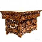 Tribe Azure Fair Trade Hand Carved Altar Table Small Meditation Puja Sheesham Wood Unique Dragon