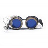 Enjoy Your Steampunk Victorian Style Goggles with Compass Design, Azure Blue lenses & ocular Loupe
