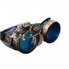 Enjoy Your Steampunk Victorian Style Goggles with Compass Design, Azure Blue lenses & ocular Loupe