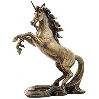 11.25 Inch Unicorn on 2 Feet with Long Tail Cold Cast Bronze Figurine