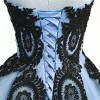 Black Lace Long Tulle A Line Prom Dresses Evening Party Corset Gothic Wedding Gowns Sky Blue US 22W