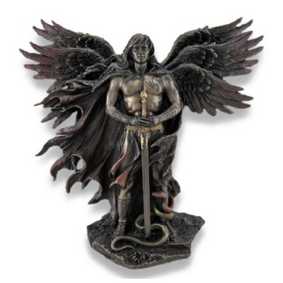 Bronzed Seraph Six-Winged Guardian Angel with Sword and Serpent