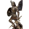 Pair - Saint Michael and Gabriel Archangel W/ Sword and Shield Food on Demon Statue Bronze Finish