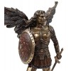 Pair - Saint Michael and Gabriel Archangel W/ Sword and Shield Food on Demon Statue Bronze Finish