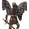 Pair - Saint Michael and Gabriel Archangel W/ Sword and Shield Food on Demon Statue Bronze Finish