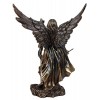 Pair - Saint Michael and Gabriel Archangel W/ Sword and Shield Food on Demon Statue Bronze Finish