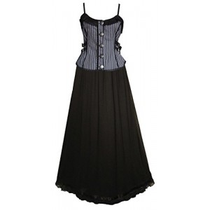 Victorian Valentine Steampunk Gothic Renaissance Blue Women's Striped Top & Skirt (M) Victorian Valentine Steampunk Gothic Renaissance Blue Women's Striped Top & Skirt (M)