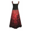 Victorian Valentine Women's Square-Neck Graphic Sleeveless Long Gown Dress, Red Black, Small