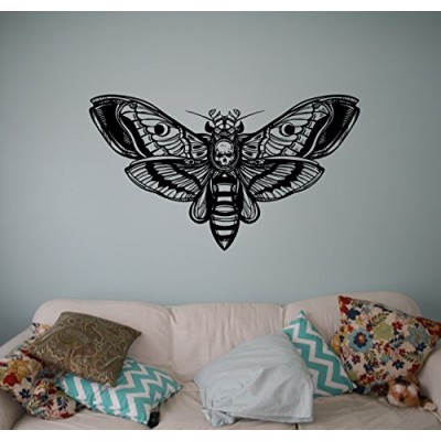 Butterfly Skull Wall Decal Vinyl Sticker Gothic Home Interior Living Room Decor Door Stickers Om Housewares Bedroom Design Anti Stress Decor 3(btf)