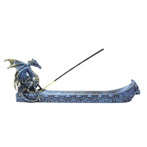 Mythical Blue Western Fire Dragon Incense Burner Holder Dark Legend Halloween Medieval Party Home Decor Gift