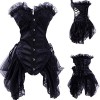 Wiipu women's Retro Gothic Vampire Satin Corset Dress(J731)-Large black