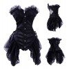 Wiipu women's Retro Gothic Vampire Satin Corset Dress(J731)-Large black