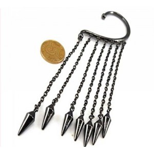 Hot Gothic Punk Rivets Dangle Ear Cuff Chains Tassels Earring No Piercing(wiipu-B103) (gun black) Hot Gothic Punk Rivets Dangle Ear Cuff Chains Tassels Earring No Piercing(wiipu-B103) (gun black)