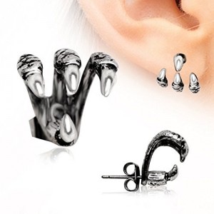 "Trident Triple" Claw Earring 316L Stainless Steel (Sold Individually) "Trident Triple" Claw Earring 316L Stainless Steel (Sold Individually)