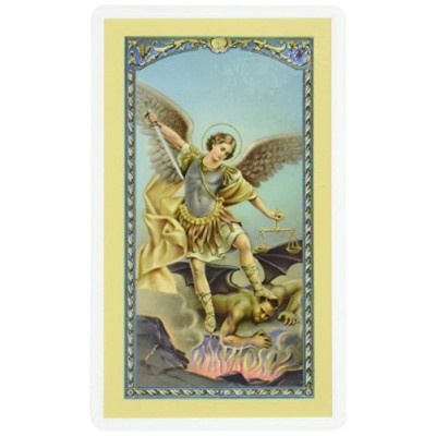 WJ Hirten E24-330 Saint Michael The Archangel, Clear Holy Cards