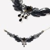 Yazilind Black Rose Flower Lace Gothic Lolita Beads Pendant Choker Necklace 12.87in