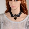 Yazilind Black Rose Flower Lace Gothic Lolita Beads Pendant Choker Necklace 12.87in