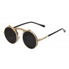 Mens Womens 80's Boho Chic Gothic Steampunk Sidestreet Grey Lens Flip-up Round Mirror Lens Metal Frame Sunglasses Goggles