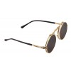 Mens Womens 80's Boho Chic Gothic Steampunk Sidestreet Grey Lens Flip-up Round Mirror Lens Metal Frame Sunglasses Goggles