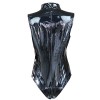 YiZYiF Sexy Women's Zipper PVC Leather Wetlook Catsuit Bodysuit Clubwear X-Large
