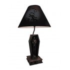 Dark Dawning Vampire in the Coffin Black Table Lamp and Fabric Shade