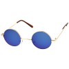zeroUV - Lennon Style Small Round Circle Sunglasses for Men with Color Mirrored Lens (Gold/Ice)