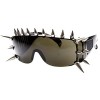 zeroUV - Punk Rocker Large Shield Spike Fashion Novelty Sunglasses (Smoke)