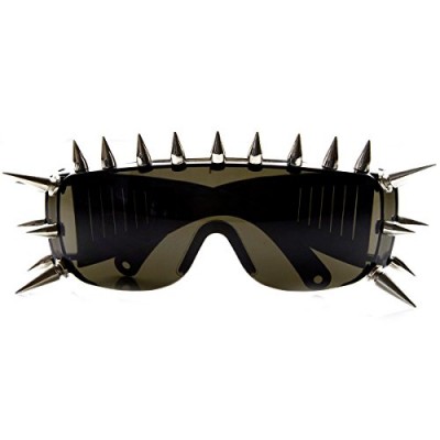 zeroUV - Punk Rocker Large Shield Spike Fashion Novelty Sunglasses (Smoke)