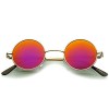 zeroUV - Small Retro Lennon Inspired Style Colored Mirror Lens Round Metal Sunglasses 41mm (Gold/Magenta Mirror)